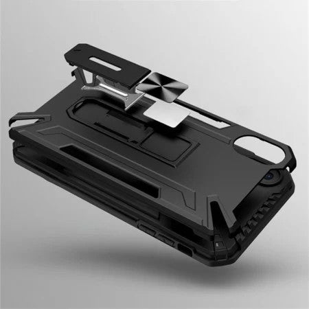 Husă iPhone 13 Mini, ultra-rezistentă cu suport, cu stand pliabil, negru