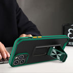 Husă iPhone 13 Mini, ultra-rezistentă cu suport, cu stand pliabil, verde închis