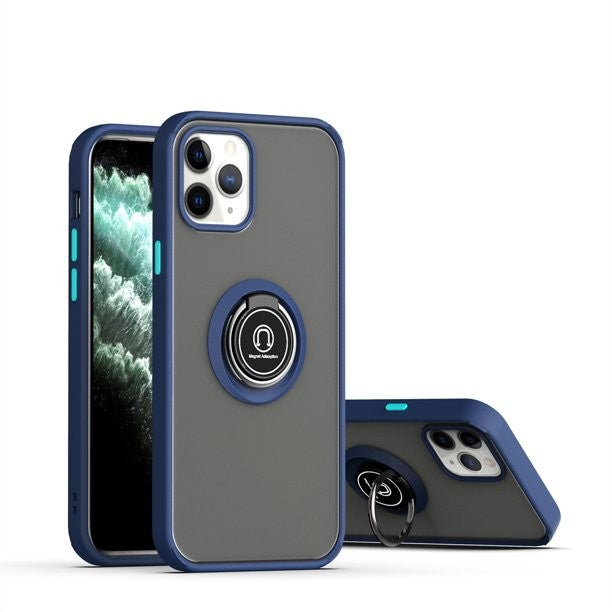Husă iPhone 13 Pro, antișoc cu inel metalic, albastru