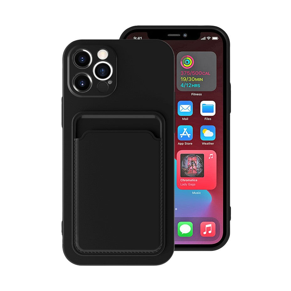 Husă iPhone 13 Pro, cu buzunar pentru card, negru