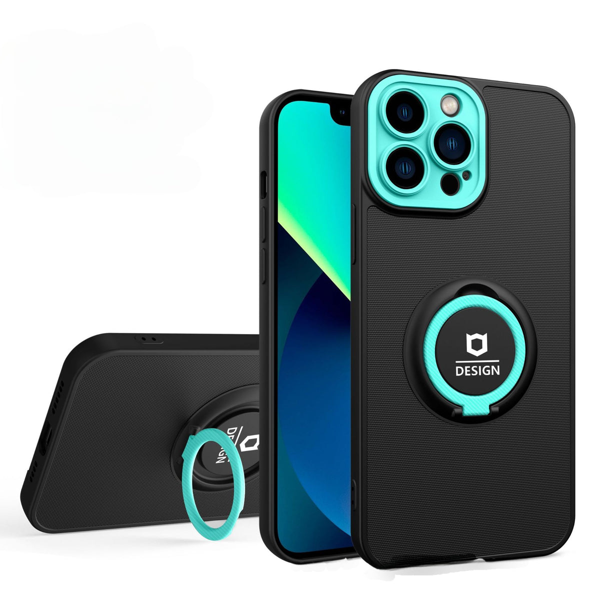 Husă iPhone 13 Pro, cu protecție pentru camere, negru/albastru