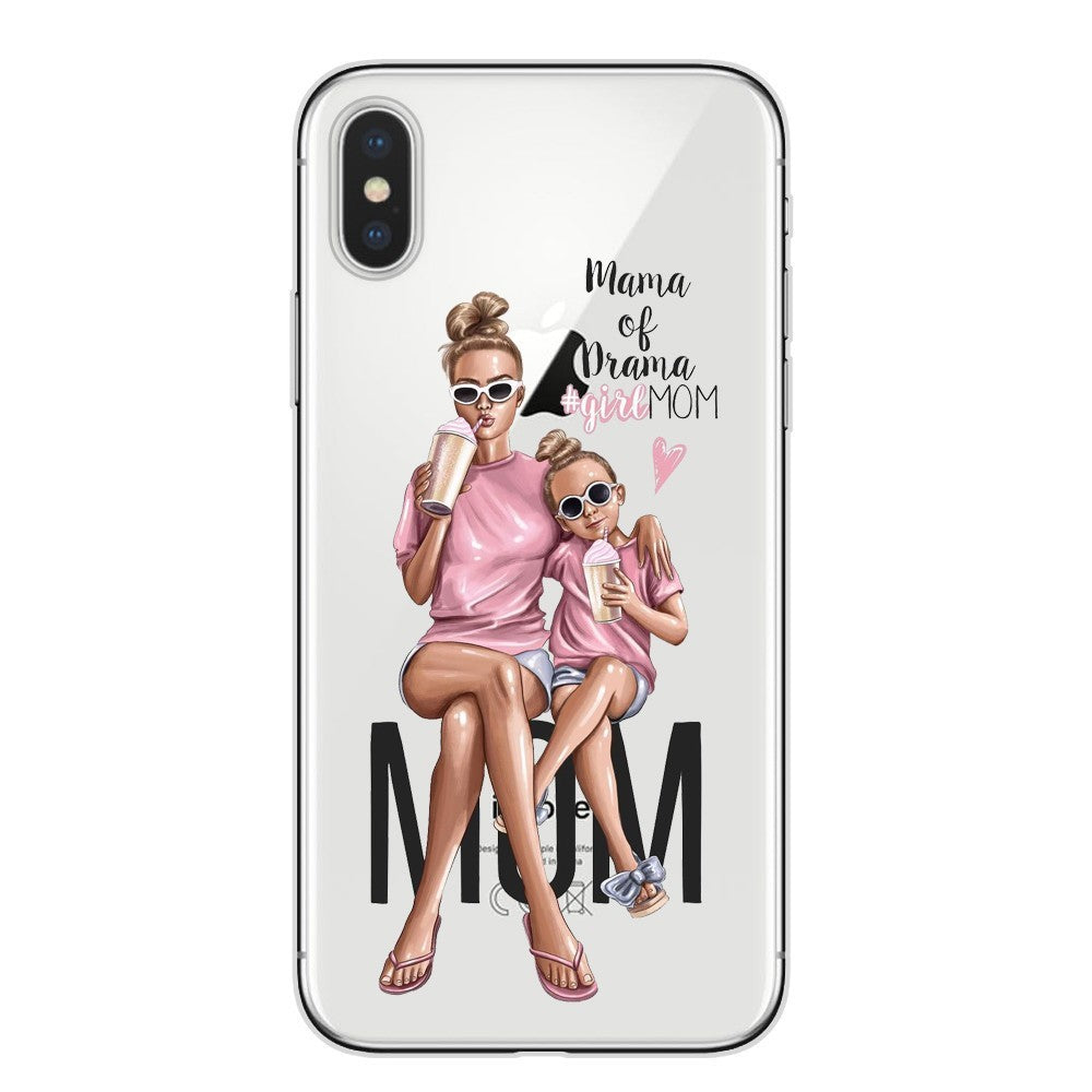 Husă iPhone 13 Pro, din sticlă, cu imprimeu, mama of drama