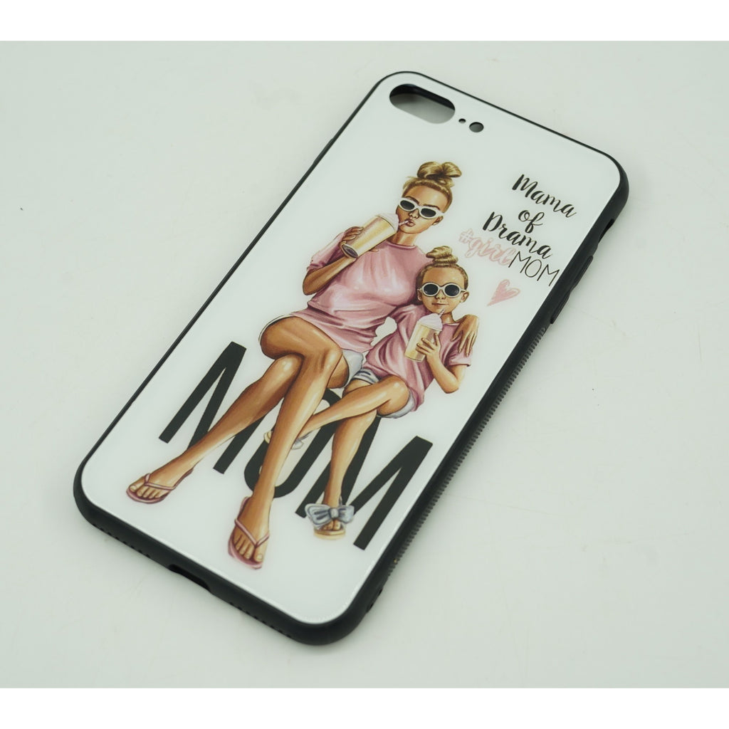 Husă iPhone 13 Pro, din sticlă, cu imprimeu, mama of drama