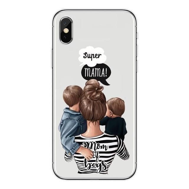 Husă iPhone 13 Pro, din sticlă, cu imprimeu, super mom