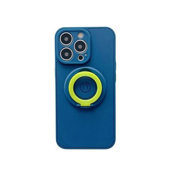 Husă iPhone 13 Pro, magnetică MagSafe, silicon, cu inel-suport, albastru