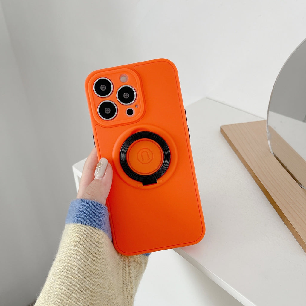 Husă iPhone 13 Pro, magnetică MagSafe, silicon, cu inel-suport, portocaliu