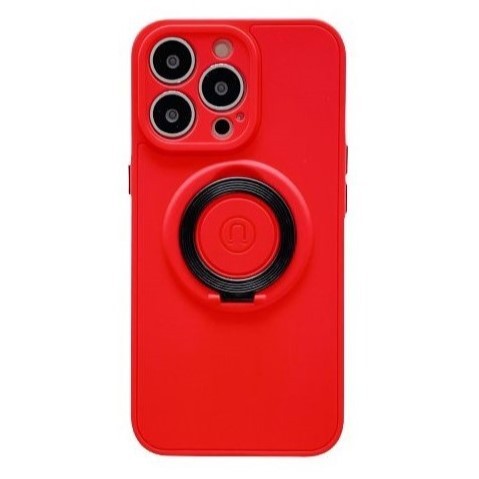 Husă iPhone 13 Pro, magnetică MagSafe, silicon, cu inel-suport, roșu