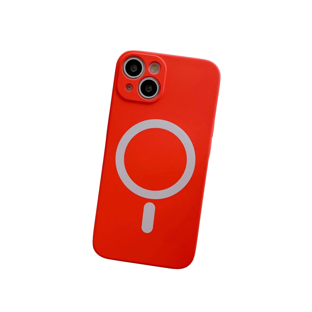 Husă iPhone 13 Pro, magnetică MagSafe, silicon, cu protecție pentru cameră, roșu
