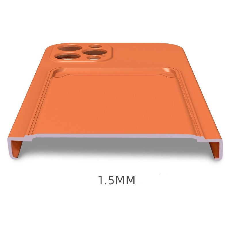 Husă iPhone 13 Pro Max, cu buzunar pentru card, portocaliu
