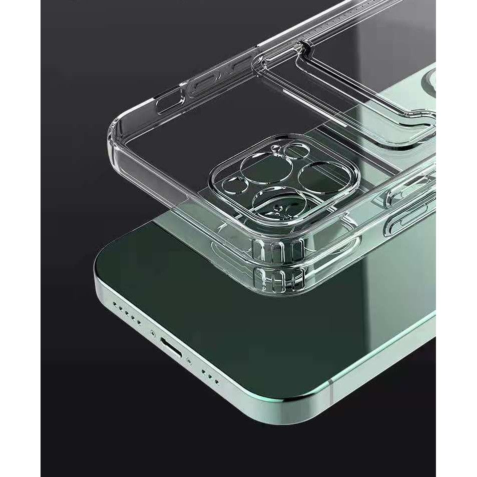 Husă iPhone 13 Pro Max, cu buzunar pentru card, transparent