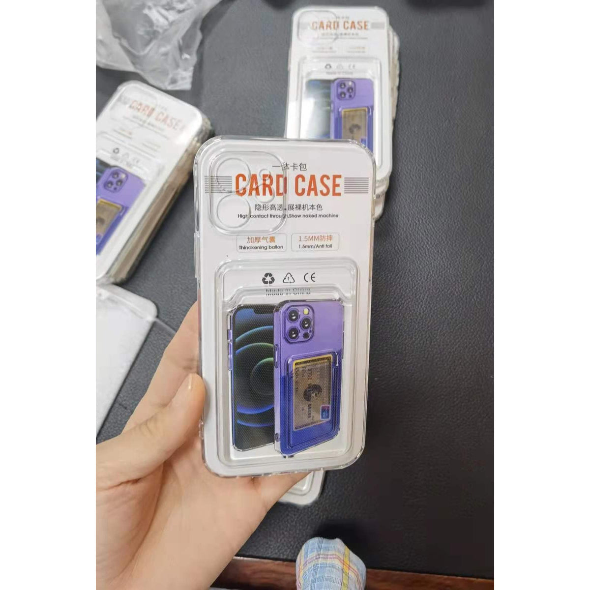 Husă iPhone 13 Pro Max, cu buzunar pentru card, transparent