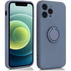 Husă iPhone 13 Pro Max, silicon cu inel, albastru deschis