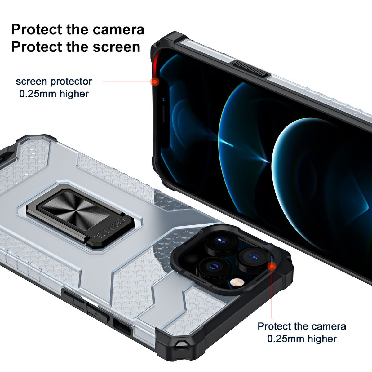 Husă iPhone 13 Pro Max, tip armură cu suport, negru