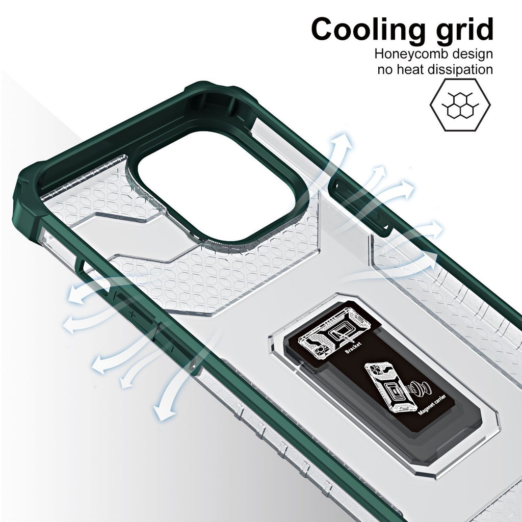 Husă iPhone 13 Pro Max, tip armură cu suport, verde