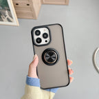 Husă iPhone 13 Pro Max, ultra-rezistentă cu suport, cu inel rotativ și spate mat translucid, negru