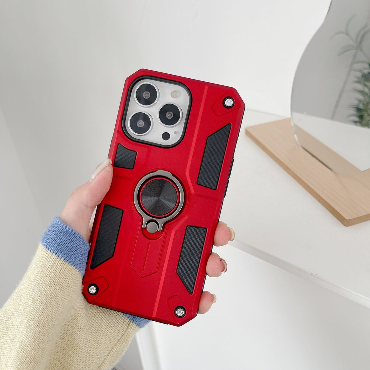 Husă iPhone 13 Pro Max, ultra-rezistentă cu suport, roșu