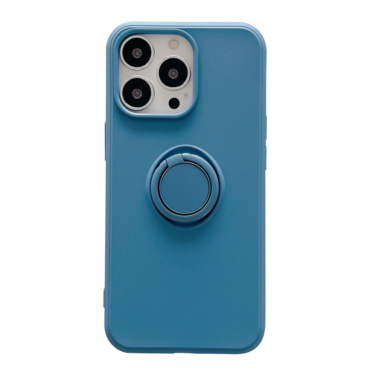 Husă iPhone 13 Pro, silicon cu inel, albastru