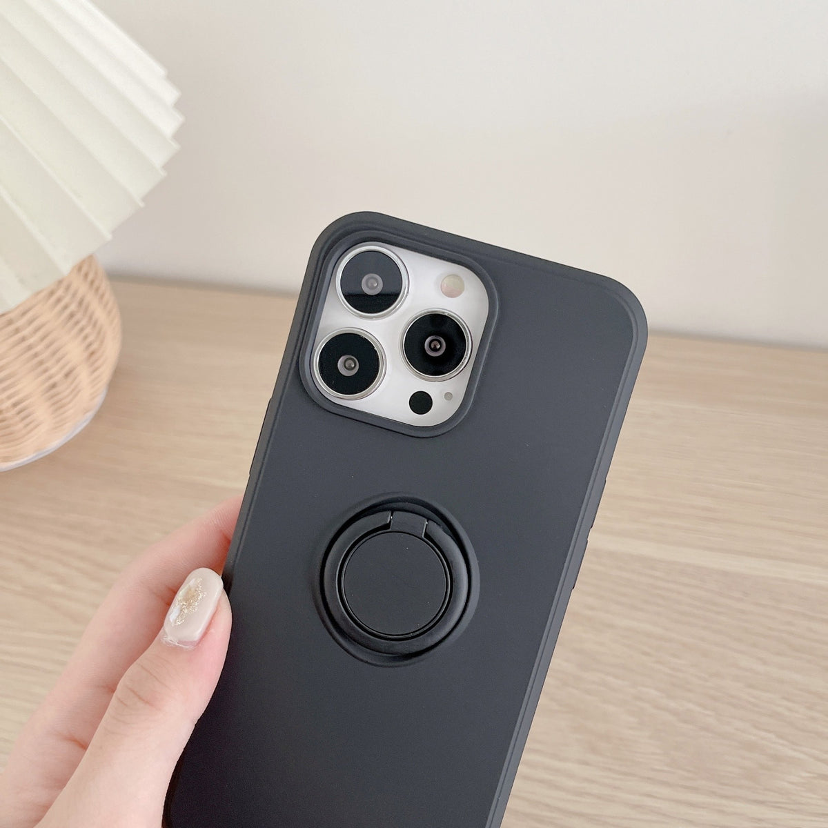 Husă iPhone 13 Pro, silicon cu inel, negru