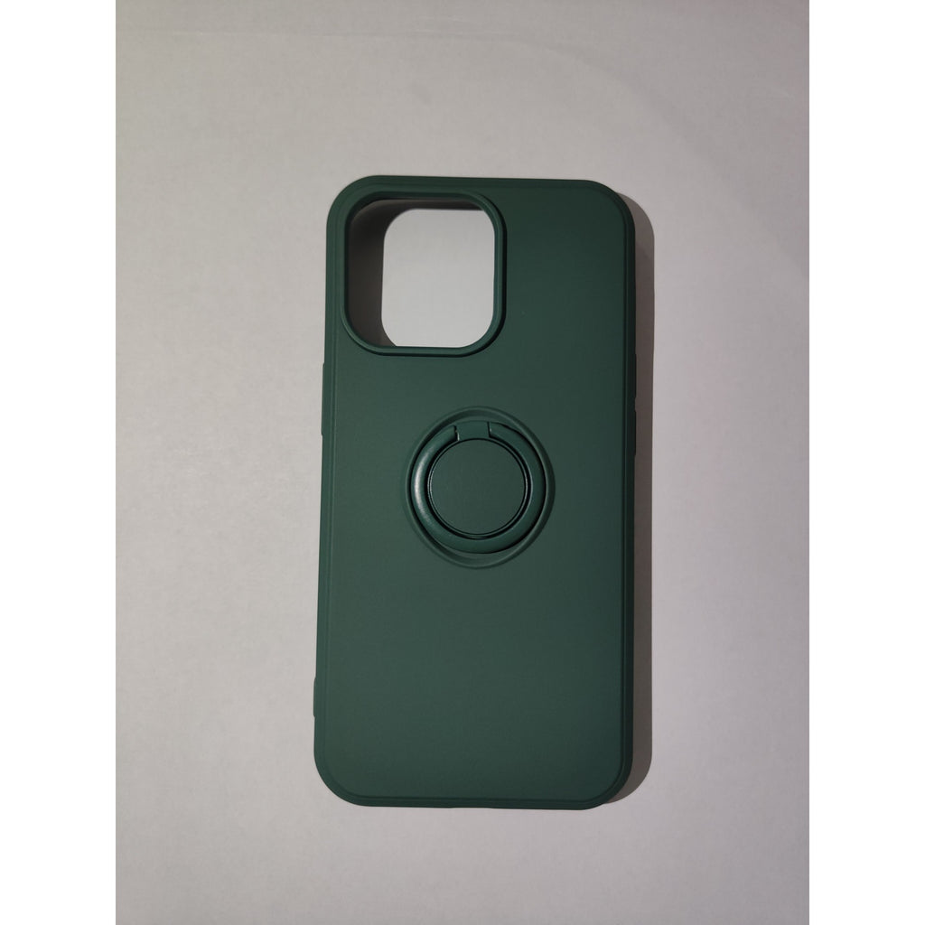 Husă iPhone 13 Pro, silicon cu inel, verde