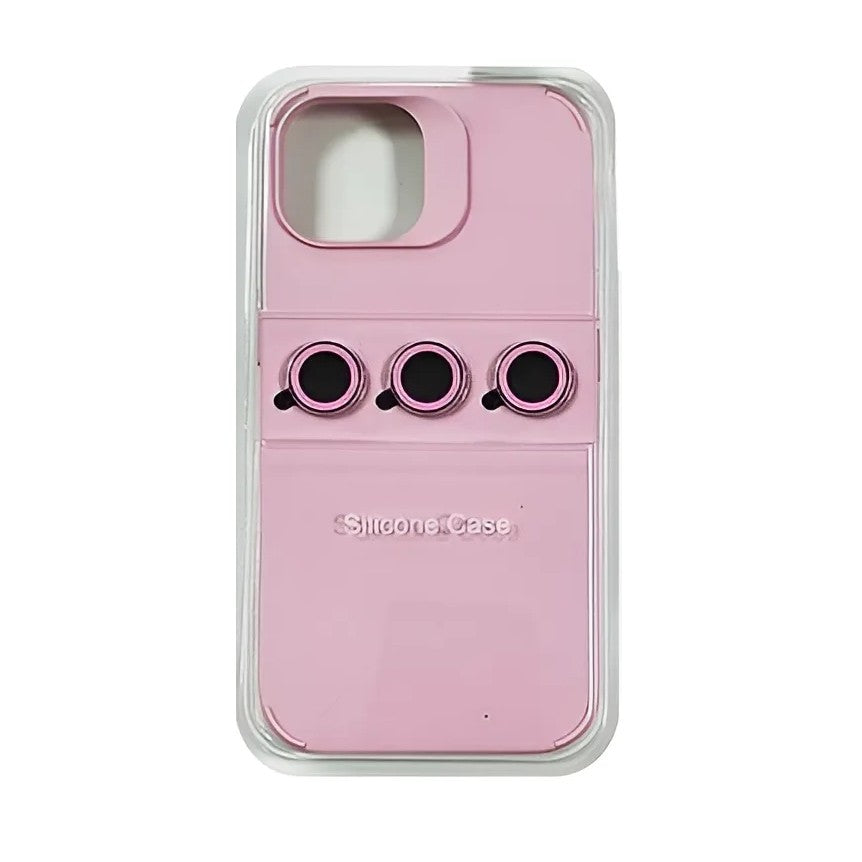 Husă iPhone 13 Pro, silicon, cu protecție fosforescentă pentru camere, roz