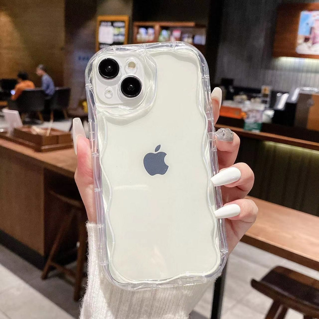 Husă iPhone 13 Pro, transparentă, cu margini ondulate, transparent