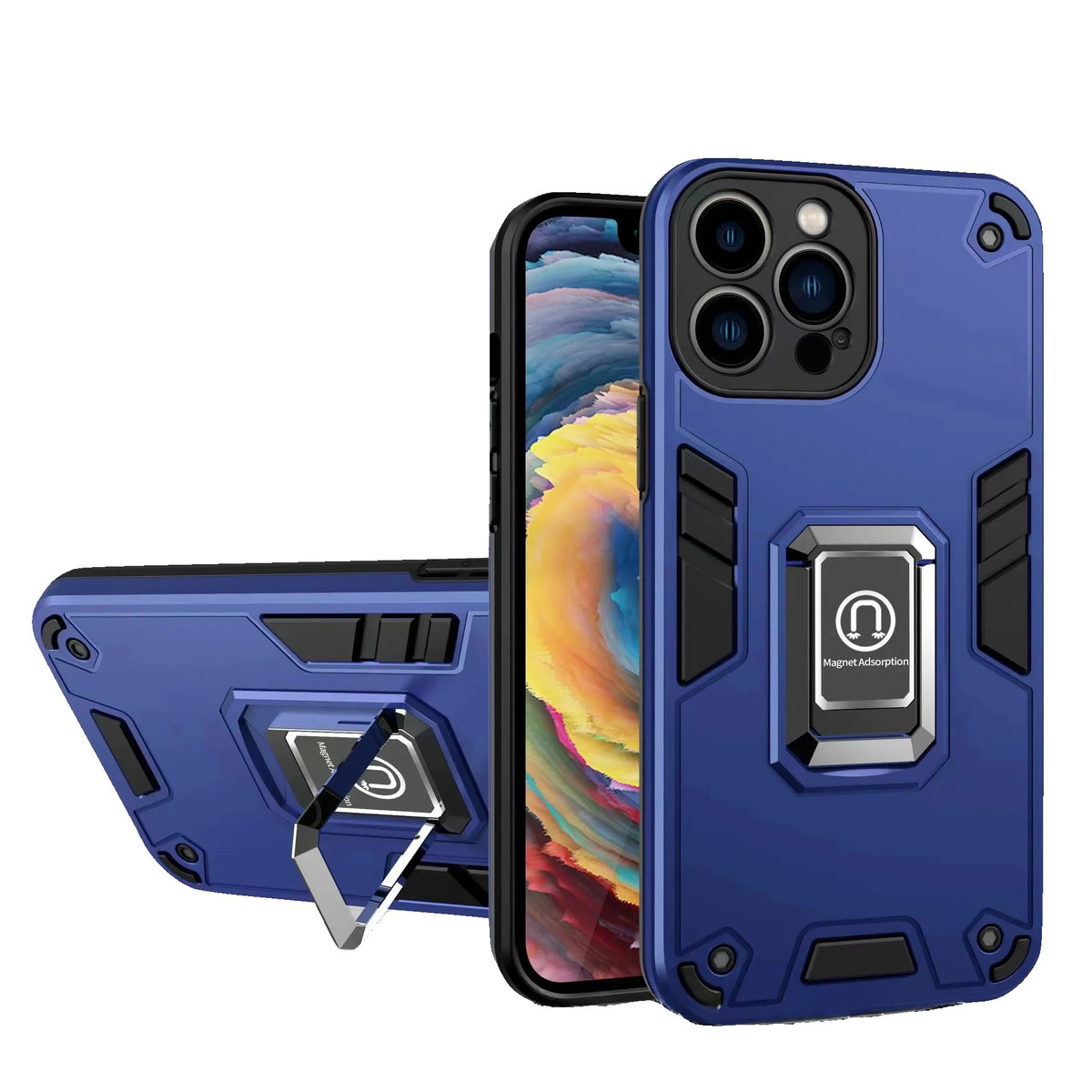 Husă iPhone 13 Pro, ultra-rezistentă cu suport, albastru