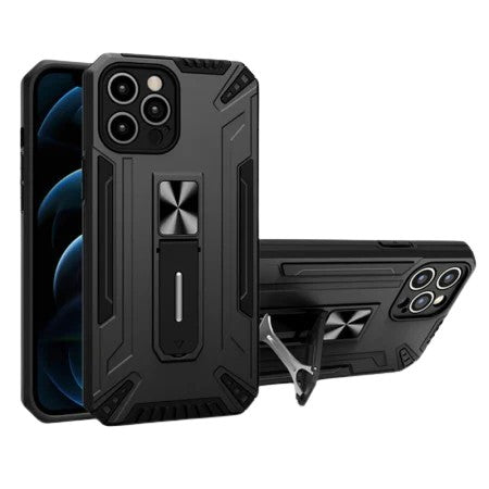 Husă iPhone 13 Pro, ultra-rezistentă cu suport, cu stand pliabil, negru