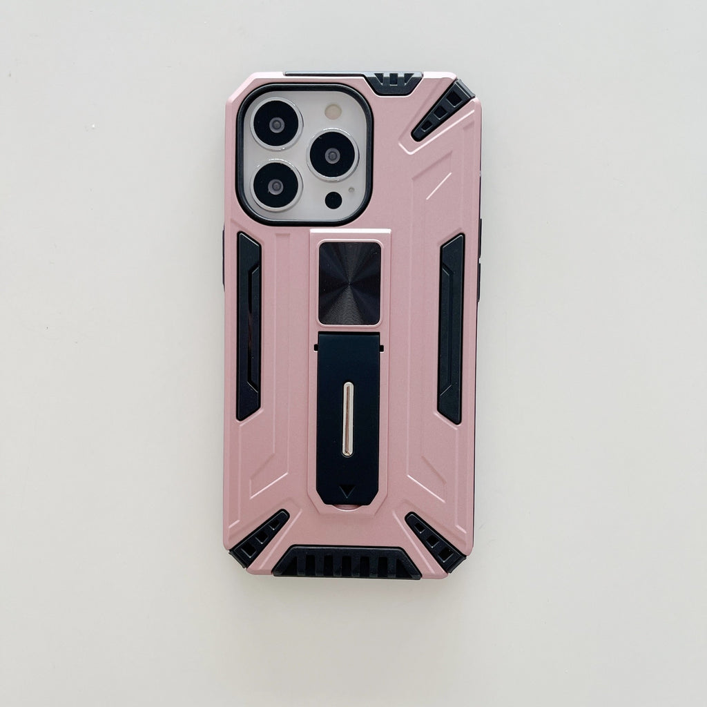 Husă iPhone 13 Pro, ultra-rezistentă cu suport, cu stand pliabil, roz
