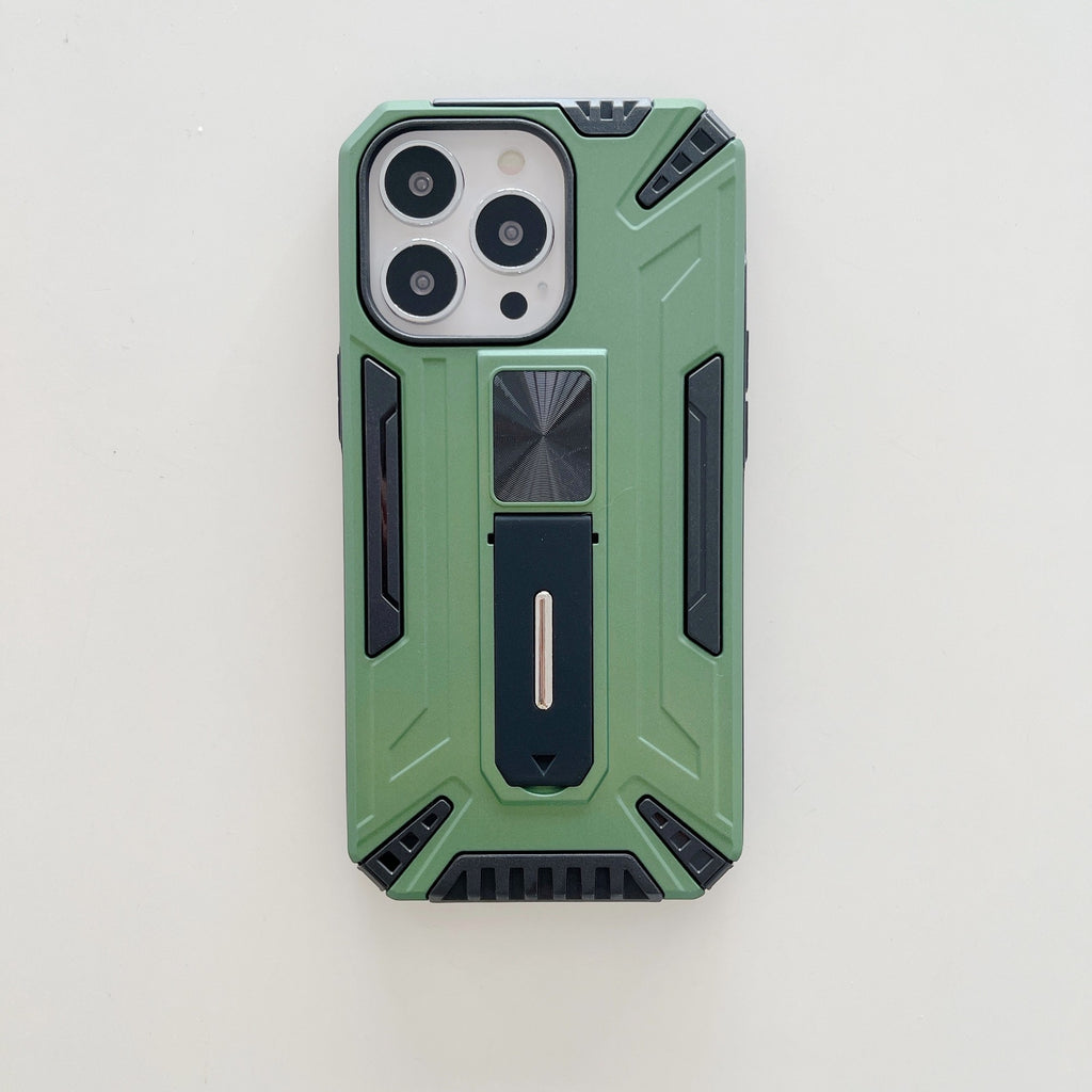 Husă iPhone 13 Pro, ultra-rezistentă cu suport, cu stand pliabil, verde