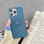 Husă iPhone 13, silicon cu inel, albastru