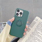 Husă iPhone 13, silicon cu inel, verde