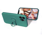Husă iPhone 13, silicon cu inel, verde