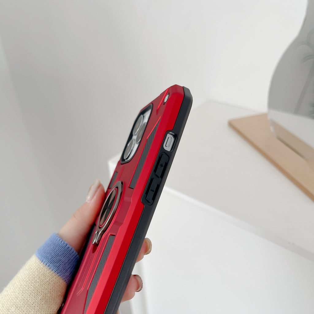 Husă iPhone 13, ultra-rezistentă cu suport, cu inel rotativ, roșu