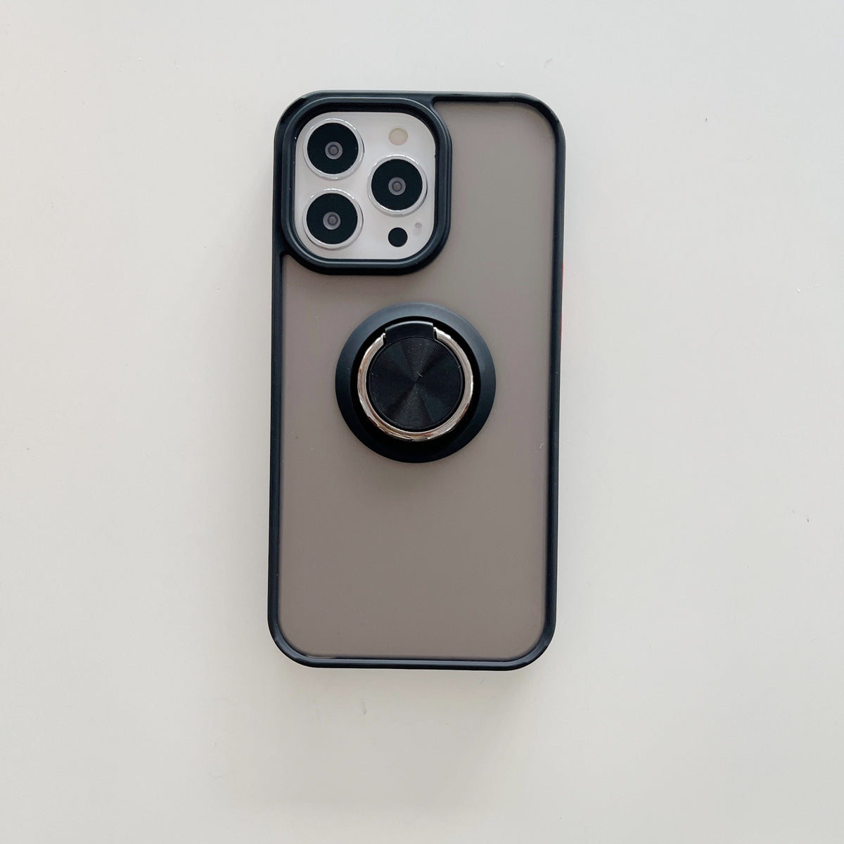 Husă iPhone 13, ultra-rezistentă cu suport, cu inel rotativ și spate mat translucid, negru