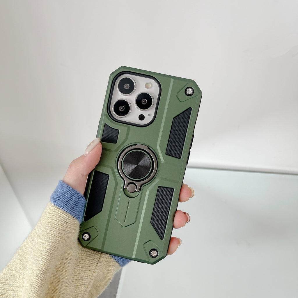 Husă iPhone 13, ultra-rezistentă cu suport, cu inel rotativ, verde