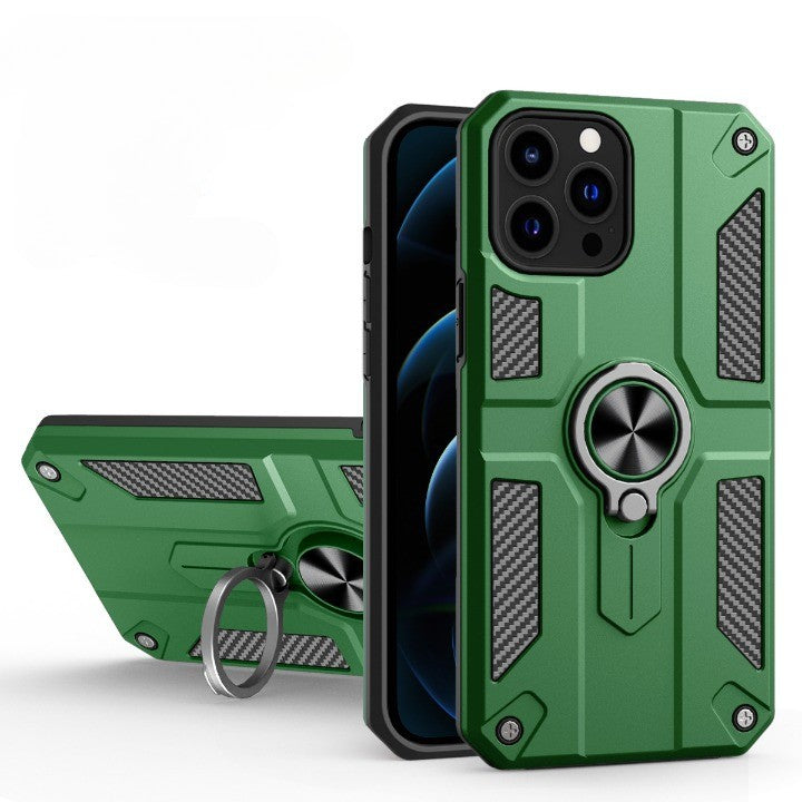 Husă iPhone 13, ultra-rezistentă cu suport, cu inel rotativ, verde
