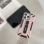 Husă iPhone 13, ultra-rezistentă cu suport, cu stand pliabil, roz