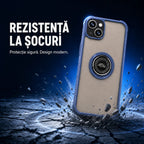Husă iPhone 14, antișoc cu inel metalic, albastru