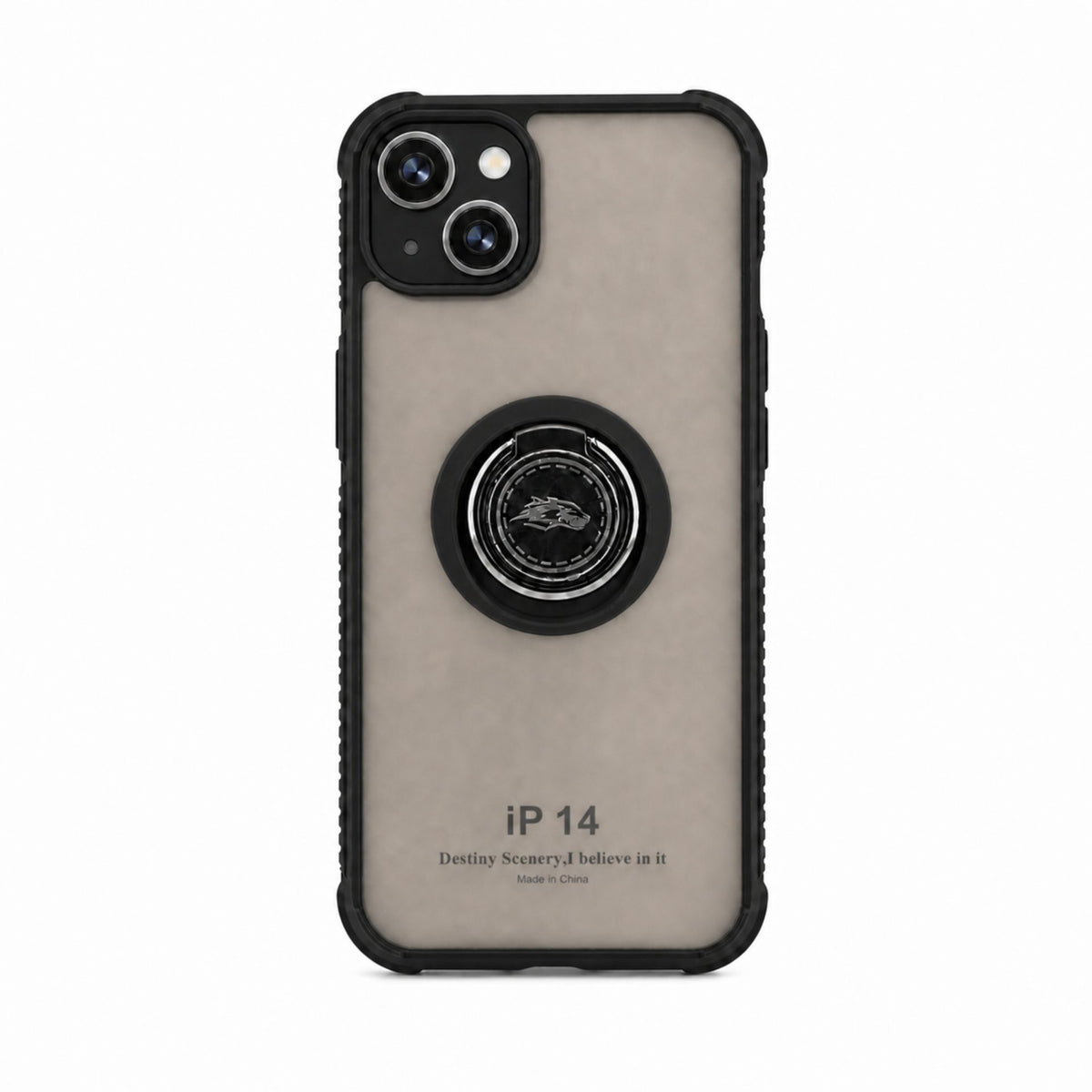 Husă iPhone 14, antișoc cu inel metalic, negru