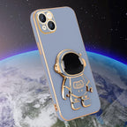 Husă iPhone 14, antișoc, cu suport în formă de astronaut, albastru
