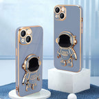 Husă iPhone 14, antișoc, cu suport în formă de astronaut, albastru