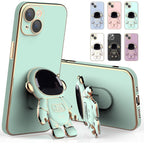 Husă iPhone 14, antișoc, cu suport în formă de astronaut, verde