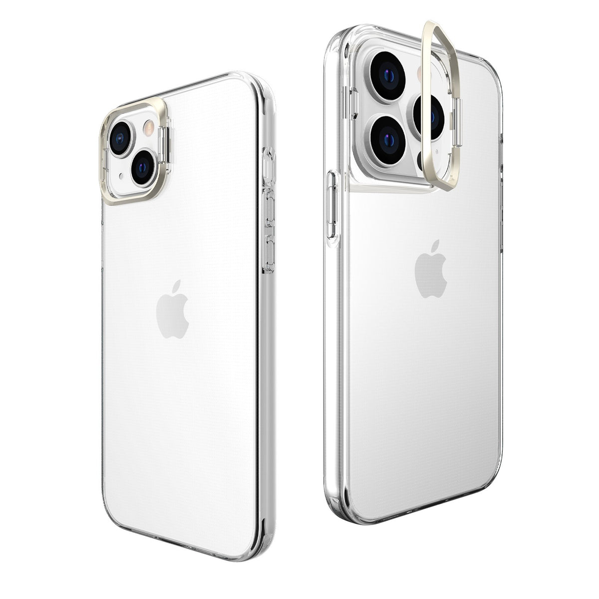 Husă iPhone 14, cu inel-suport, cu suport metalic la cameră, transparent