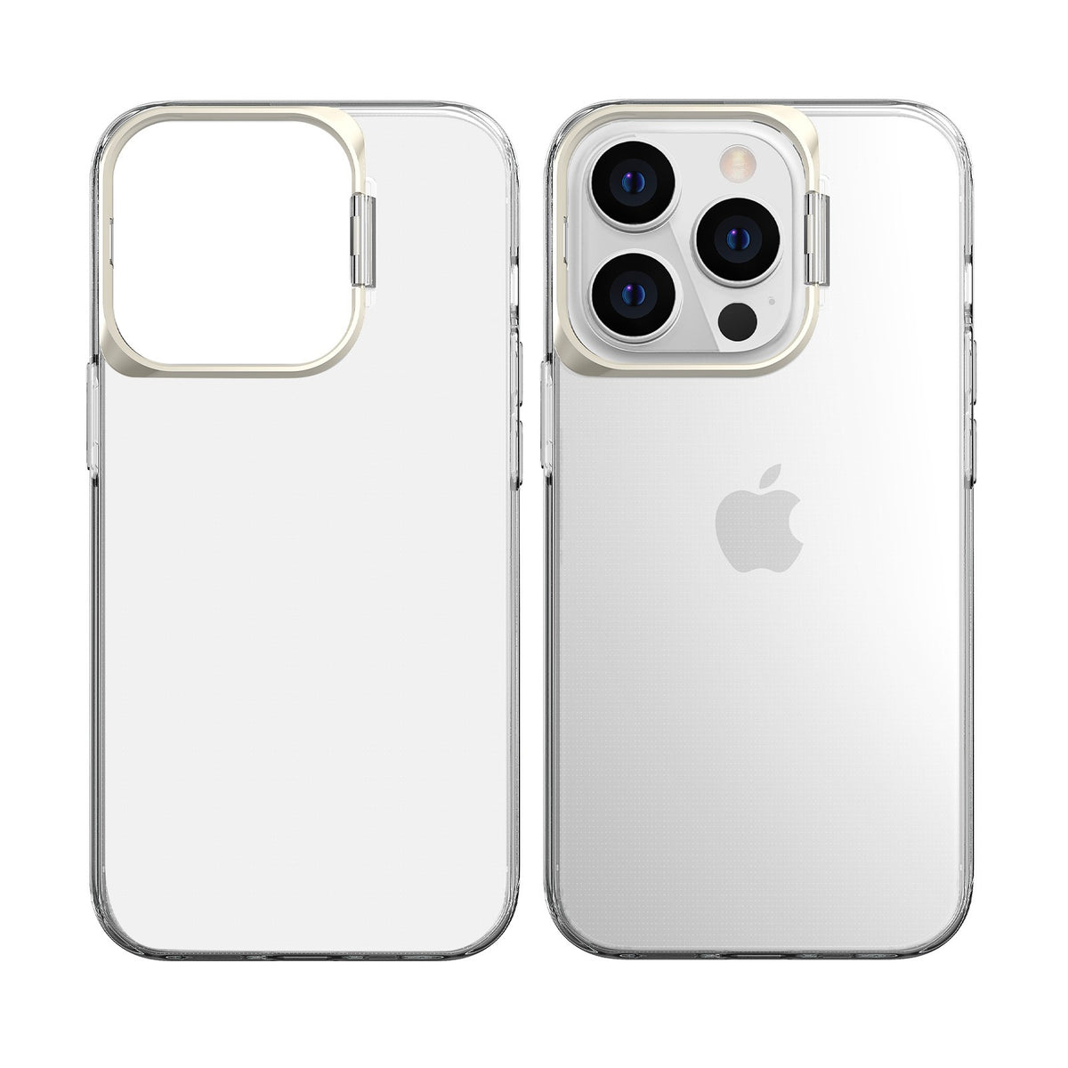 Husă iPhone 14, cu inel-suport, cu suport metalic la cameră, transparent