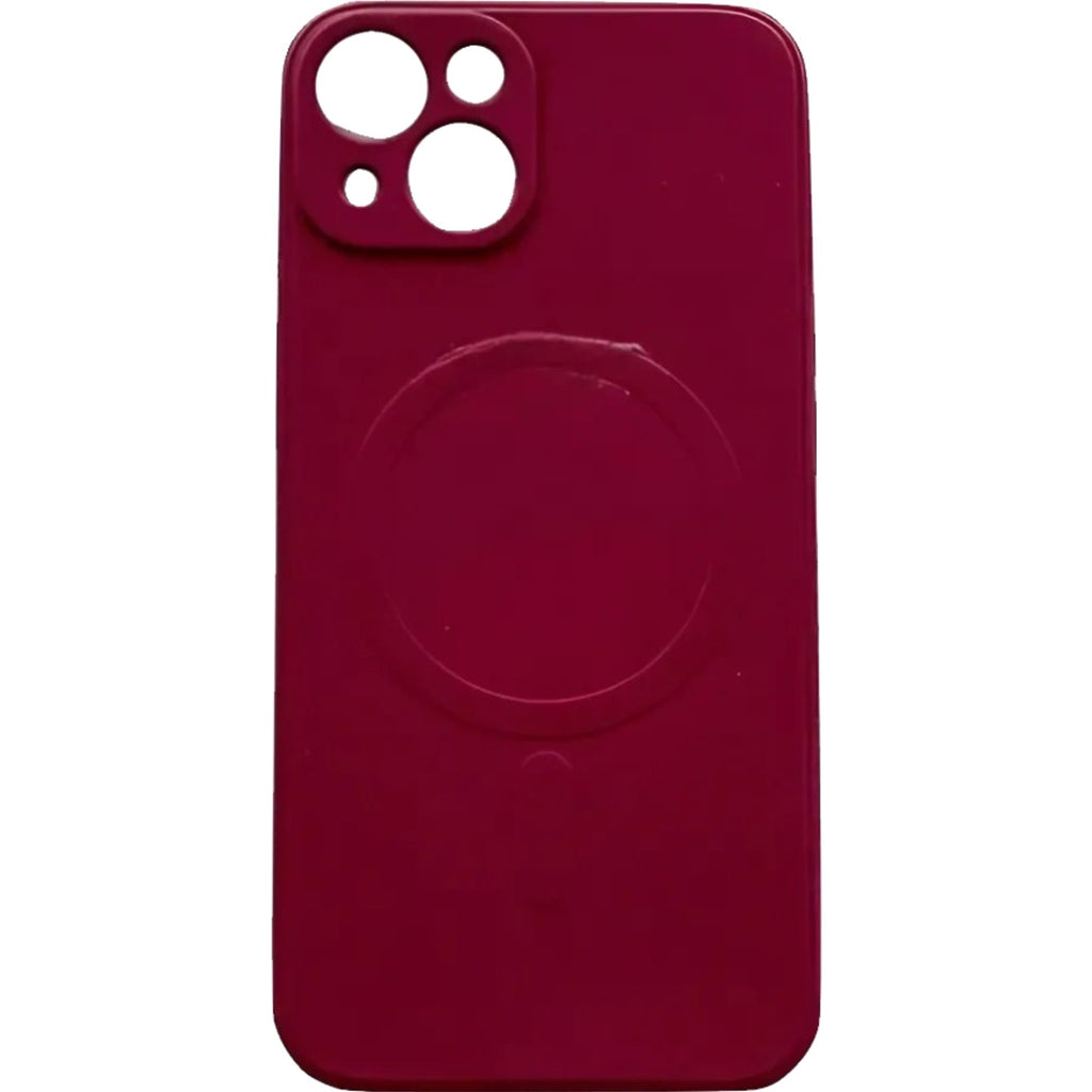 Husă iPhone 14, magnetică MagSafe, silicon, cu decupaj pe fiecare cameră, visiniu