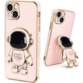 Husă iPhone 14 Plus, antișoc, cu suport în formă de astronaut, roz