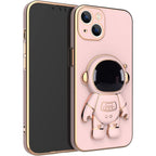 Husă iPhone 14 Plus, antișoc, cu suport în formă de astronaut, roz