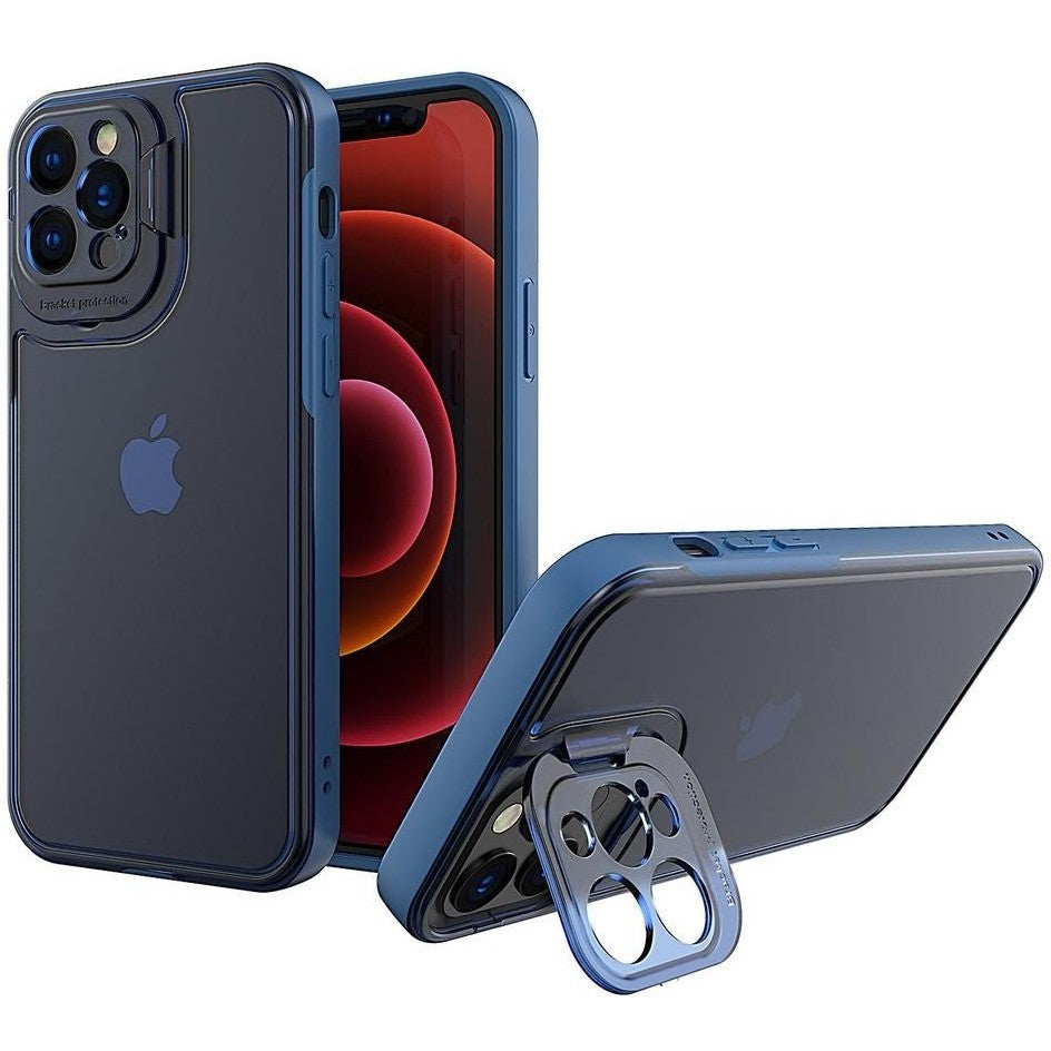 Husă iPhone 14 Plus, cu inel-suport, albastru