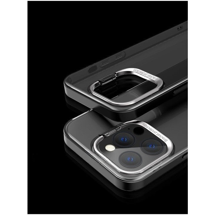 Husă iPhone 14 Plus, cu inel-suport, cu suport metalic la cameră, negru