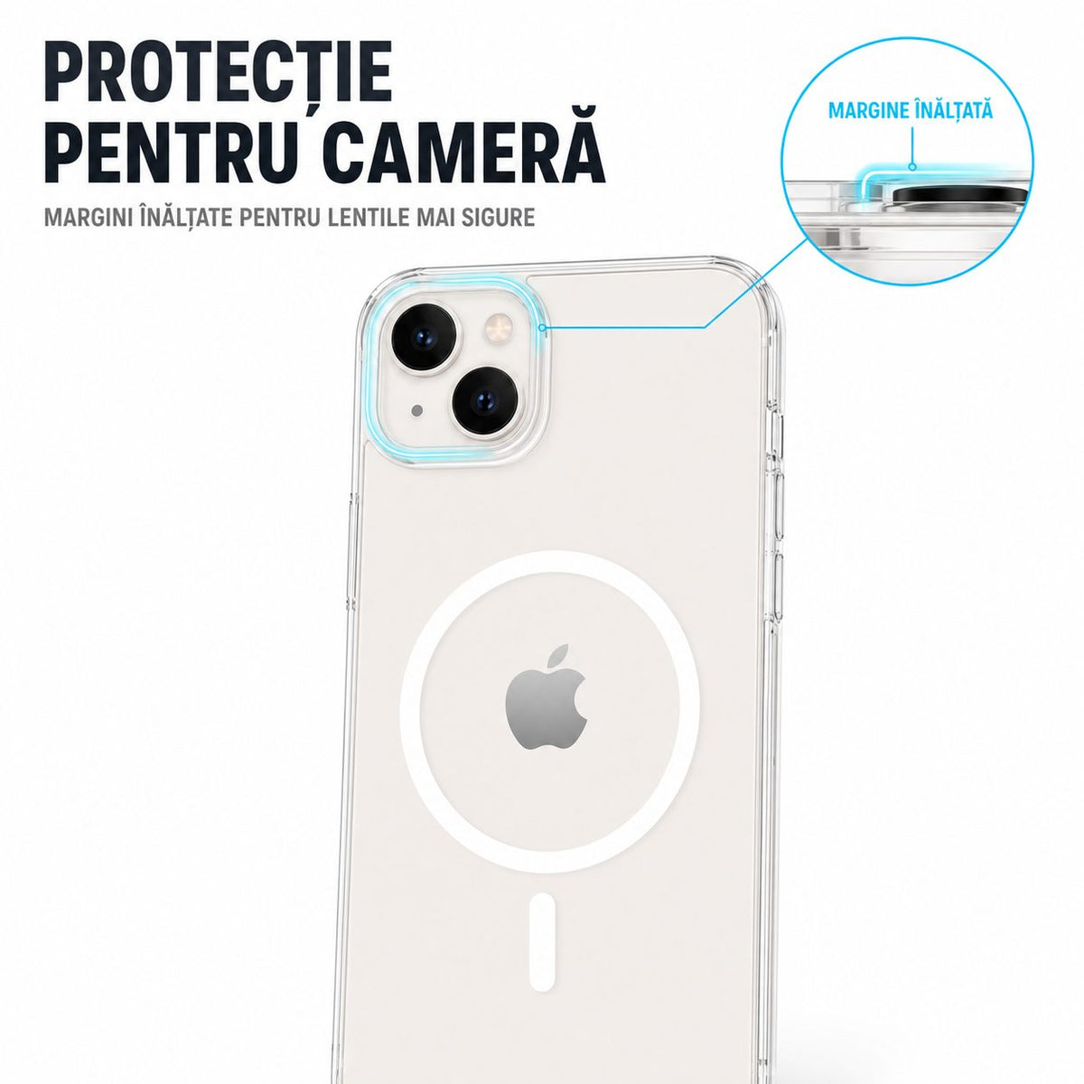 Husă iPhone 14 Plus, magnetică MagSafe, cu folie pentru cameră inclusă, fumuriu